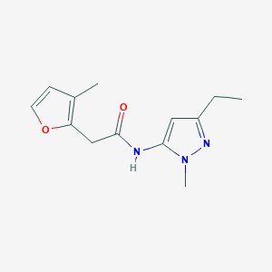 molecular formula C13H17N3O2 B7399076 N-(5-ethyl-2-methylpyrazol-3-yl)-2-(3-methylfuran-2-yl)acetamide 