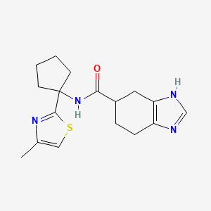 molecular formula C17H22N4OS B7399088 N-[1-(4-methyl-1,3-thiazol-2-yl)cyclopentyl]-4,5,6,7-tetrahydro-3H-benzimidazole-5-carboxamide 