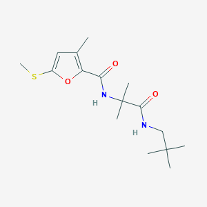 molecular formula C16H26N2O3S B7399157 N-[1-(2,2-dimethylpropylamino)-2-methyl-1-oxopropan-2-yl]-3-methyl-5-methylsulfanylfuran-2-carboxamide 