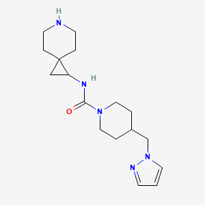 molecular formula C17H27N5O B7399166 N-(6-azaspiro[2.5]octan-2-yl)-4-(pyrazol-1-ylmethyl)piperidine-1-carboxamide 