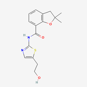 molecular formula C16H18N2O3S B7399233 N-[5-(2-hydroxyethyl)-1,3-thiazol-2-yl]-2,2-dimethyl-3H-1-benzofuran-7-carboxamide 