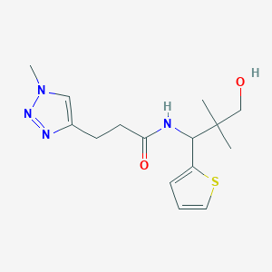 molecular formula C15H22N4O2S B7399338 N-(3-hydroxy-2,2-dimethyl-1-thiophen-2-ylpropyl)-3-(1-methyltriazol-4-yl)propanamide 