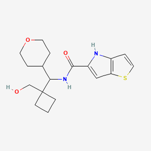 molecular formula C18H24N2O3S B7399342 N-[[1-(hydroxymethyl)cyclobutyl]-(oxan-4-yl)methyl]-4H-thieno[3,2-b]pyrrole-5-carboxamide 
