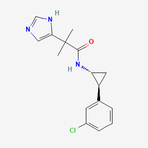 molecular formula C16H18ClN3O B7399412 N-[(1R,2S)-2-(3-chlorophenyl)cyclopropyl]-2-(1H-imidazol-5-yl)-2-methylpropanamide 