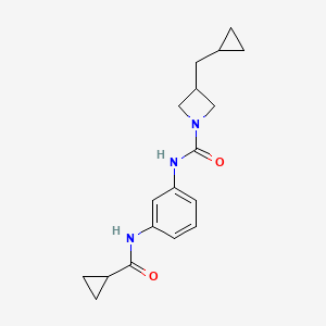 molecular formula C18H23N3O2 B7399424 N-[3-(cyclopropanecarbonylamino)phenyl]-3-(cyclopropylmethyl)azetidine-1-carboxamide 