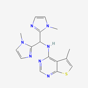molecular formula C16H17N7S B7399680 N-[bis(1-methylimidazol-2-yl)methyl]-5-methylthieno[2,3-d]pyrimidin-4-amine 