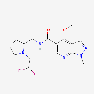 molecular formula C16H21F2N5O2 B7399880 N-[[1-(2,2-difluoroethyl)pyrrolidin-2-yl]methyl]-4-methoxy-1-methylpyrazolo[3,4-b]pyridine-5-carboxamide 