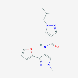molecular formula C16H19N5O2 B7399930 N-[3-(furan-2-yl)-1-methylpyrazol-4-yl]-1-(2-methylpropyl)pyrazole-4-carboxamide 