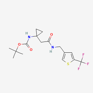 molecular formula C16H21F3N2O3S B7399997 tert-butyl N-[1-[2-oxo-2-[[5-(trifluoromethyl)thiophen-3-yl]methylamino]ethyl]cyclopropyl]carbamate 