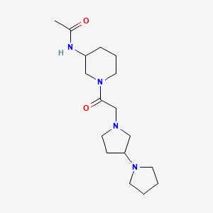 molecular formula C17H30N4O2 B7400421 N-[1-[2-(3-pyrrolidin-1-ylpyrrolidin-1-yl)acetyl]piperidin-3-yl]acetamide 
