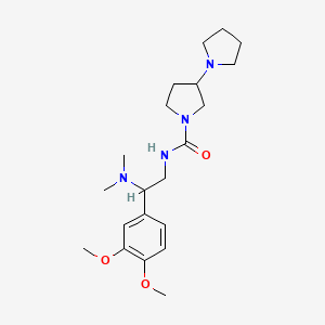 molecular formula C21H34N4O3 B7400468 N-[2-(3,4-dimethoxyphenyl)-2-(dimethylamino)ethyl]-3-pyrrolidin-1-ylpyrrolidine-1-carboxamide 