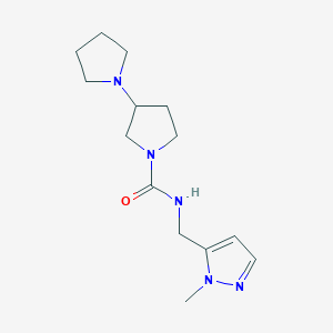 molecular formula C14H23N5O B7400511 N-[(2-methylpyrazol-3-yl)methyl]-3-pyrrolidin-1-ylpyrrolidine-1-carboxamide 
