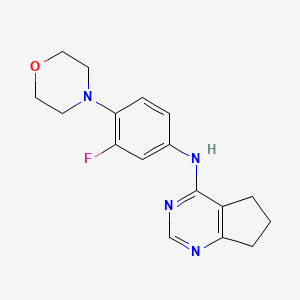 molecular formula C17H19FN4O B7400531 N-(3-fluoro-4-morpholin-4-ylphenyl)-6,7-dihydro-5H-cyclopenta[d]pyrimidin-4-amine 