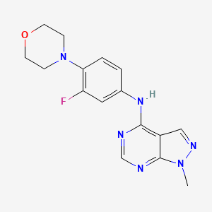 molecular formula C16H17FN6O B7400589 N-(3-fluoro-4-morpholin-4-ylphenyl)-1-methylpyrazolo[3,4-d]pyrimidin-4-amine 
