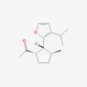 molecular formula C15H22O2 B074006 1-[(1S)-3alpha-Methyl-2alpha-(3-isopropylfuran-2-yl)cyclopentan-1alpha-yl]ethanone CAS No. 1143-46-0