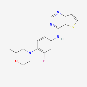 molecular formula C18H19FN4OS B7400628 N-[4-(2,6-dimethylmorpholin-4-yl)-3-fluorophenyl]thieno[3,2-d]pyrimidin-4-amine 