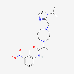 molecular formula C22H32N6O3 B7400659 N-(2-methyl-3-nitrophenyl)-2-[4-[(1-propan-2-ylimidazol-2-yl)methyl]-1,4-diazepan-1-yl]propanamide 