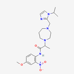 molecular formula C22H32N6O4 B7400731 N-(4-methoxy-2-nitrophenyl)-2-[4-[(1-propan-2-ylimidazol-2-yl)methyl]-1,4-diazepan-1-yl]propanamide 
