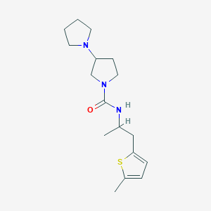 molecular formula C17H27N3OS B7400880 N-[1-(5-methylthiophen-2-yl)propan-2-yl]-3-pyrrolidin-1-ylpyrrolidine-1-carboxamide 