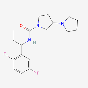 molecular formula C18H25F2N3O B7400895 N-[1-(2,5-difluorophenyl)propyl]-3-pyrrolidin-1-ylpyrrolidine-1-carboxamide 