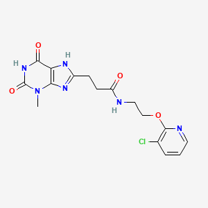 molecular formula C16H17ClN6O4 B7400966 N-[2-(3-chloropyridin-2-yl)oxyethyl]-3-(3-methyl-2,6-dioxo-7H-purin-8-yl)propanamide 