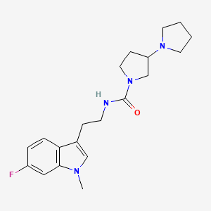 molecular formula C20H27FN4O B7400981 N-[2-(6-fluoro-1-methylindol-3-yl)ethyl]-3-pyrrolidin-1-ylpyrrolidine-1-carboxamide 