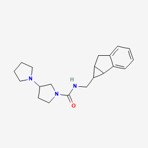 molecular formula C20H27N3O B7400988 N-(1,1a,6,6a-tetrahydrocyclopropa[a]inden-1-ylmethyl)-3-pyrrolidin-1-ylpyrrolidine-1-carboxamide 