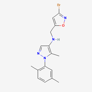 molecular formula C16H17BrN4O B7400995 N-[(3-bromo-1,2-oxazol-5-yl)methyl]-1-(2,5-dimethylphenyl)-5-methylpyrazol-4-amine 
