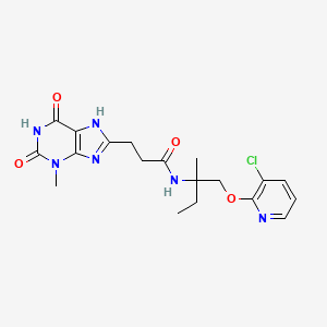 molecular formula C19H23ClN6O4 B7401028 N-[1-(3-chloropyridin-2-yl)oxy-2-methylbutan-2-yl]-3-(3-methyl-2,6-dioxo-7H-purin-8-yl)propanamide 