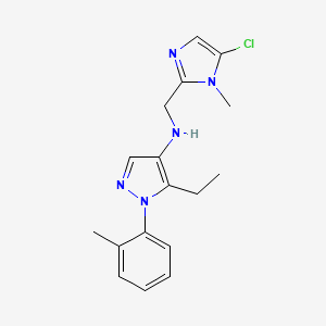 molecular formula C17H20ClN5 B7401076 N-[(5-chloro-1-methylimidazol-2-yl)methyl]-5-ethyl-1-(2-methylphenyl)pyrazol-4-amine 