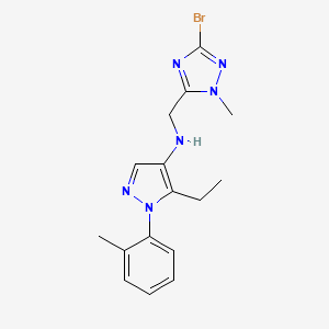 molecular formula C16H19BrN6 B7401222 N-[(5-bromo-2-methyl-1,2,4-triazol-3-yl)methyl]-5-ethyl-1-(2-methylphenyl)pyrazol-4-amine 