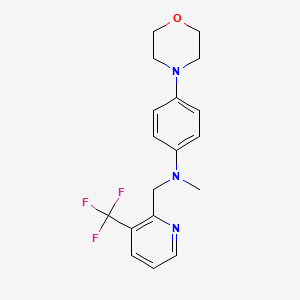 molecular formula C18H20F3N3O B7401250 N-methyl-4-morpholin-4-yl-N-[[3-(trifluoromethyl)pyridin-2-yl]methyl]aniline 