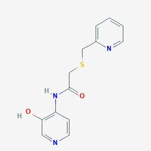 molecular formula C13H13N3O2S B7401382 N-(3-hydroxypyridin-4-yl)-2-(pyridin-2-ylmethylsulfanyl)acetamide 