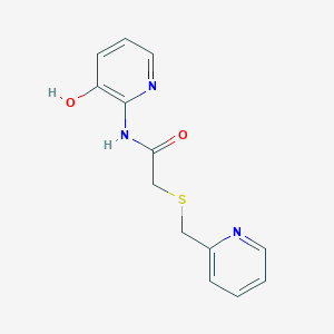 molecular formula C13H13N3O2S B7401436 N-(3-hydroxypyridin-2-yl)-2-(pyridin-2-ylmethylsulfanyl)acetamide 