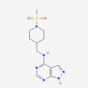 molecular formula C12H18N6O2S B7401440 N-[(1-methylsulfonylpiperidin-4-yl)methyl]-1H-pyrazolo[3,4-d]pyrimidin-4-amine 