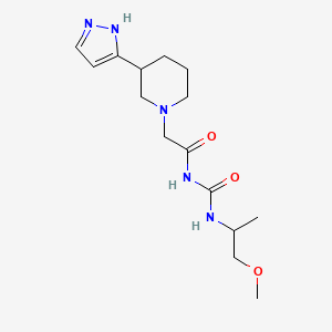molecular formula C15H25N5O3 B7401447 N-(1-methoxypropan-2-ylcarbamoyl)-2-[3-(1H-pyrazol-5-yl)piperidin-1-yl]acetamide 