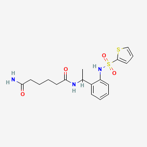 molecular formula C18H23N3O4S2 B7401479 N'-[1-[2-(thiophen-2-ylsulfonylamino)phenyl]ethyl]hexanediamide 