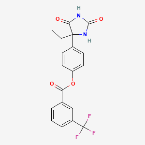 molecular formula C19H15F3N2O4 B7401547 [4-(4-Ethyl-2,5-dioxoimidazolidin-4-yl)phenyl] 3-(trifluoromethyl)benzoate 