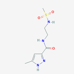 molecular formula C8H14N4O3S B7401550 N-[2-(methanesulfonamido)ethyl]-5-methyl-1H-pyrazole-3-carboxamide 