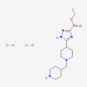 molecular formula C16H29Cl2N5O2 B7401593 ethyl 5-[1-(piperidin-4-ylmethyl)piperidin-4-yl]-1H-1,2,4-triazole-3-carboxylate;dihydrochloride 