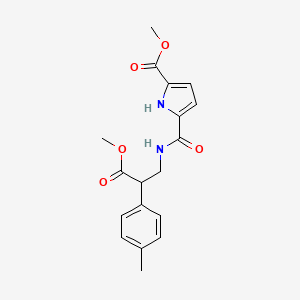 molecular formula C18H20N2O5 B7401598 methyl 5-[[3-methoxy-2-(4-methylphenyl)-3-oxopropyl]carbamoyl]-1H-pyrrole-2-carboxylate 