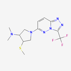 molecular formula C13H17F3N6S B7401621 N,N-dimethyl-4-methylsulfanyl-1-[3-(trifluoromethyl)-[1,2,4]triazolo[4,3-b]pyridazin-6-yl]pyrrolidin-3-amine 