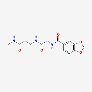 molecular formula C14H17N3O5 B7401724 N-[2-[[3-(methylamino)-3-oxopropyl]amino]-2-oxoethyl]-1,3-benzodioxole-5-carboxamide 