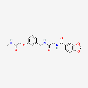 molecular formula C20H21N3O6 B7401735 N-[2-[[3-[2-(methylamino)-2-oxoethoxy]phenyl]methylamino]-2-oxoethyl]-1,3-benzodioxole-5-carboxamide 
