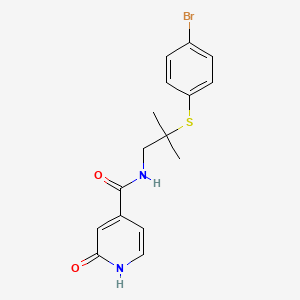 molecular formula C16H17BrN2O2S B7401804 N-[2-(4-bromophenyl)sulfanyl-2-methylpropyl]-2-oxo-1H-pyridine-4-carboxamide 