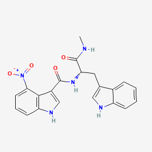 molecular formula C21H19N5O4 B7401815 N-[(2S)-3-(1H-indol-3-yl)-1-(methylamino)-1-oxopropan-2-yl]-4-nitro-1H-indole-3-carboxamide 