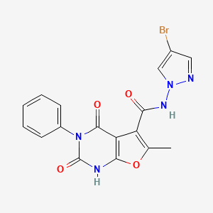 molecular formula C17H12BrN5O4 B7401847 N-(4-bromopyrazol-1-yl)-6-methyl-2,4-dioxo-3-phenyl-1H-furo[2,3-d]pyrimidine-5-carboxamide 