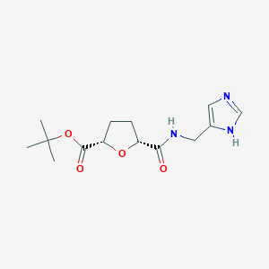 molecular formula C14H21N3O4 B7401895 tert-butyl (2S,5R)-5-(1H-imidazol-5-ylmethylcarbamoyl)oxolane-2-carboxylate 