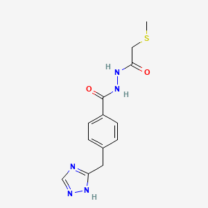 molecular formula C13H15N5O2S B7401916 N'-(2-methylsulfanylacetyl)-4-(1H-1,2,4-triazol-5-ylmethyl)benzohydrazide 