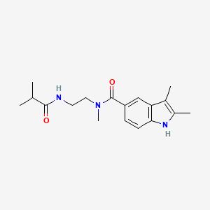 molecular formula C18H25N3O2 B7401930 N,2,3-trimethyl-N-[2-(2-methylpropanoylamino)ethyl]-1H-indole-5-carboxamide 